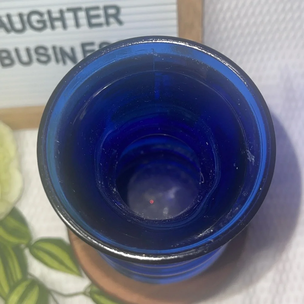 Indiana Glass Co USA Cobalt Blue Beehive  Double Stacked Vase  8.5